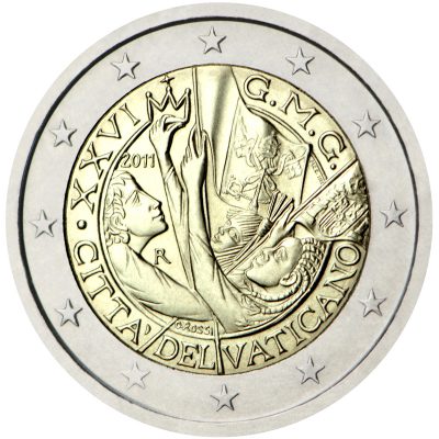 Photography of commemorative Euro coins