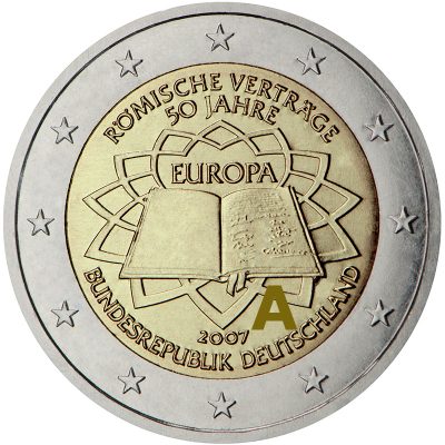 Photography of commemorative Euro coins