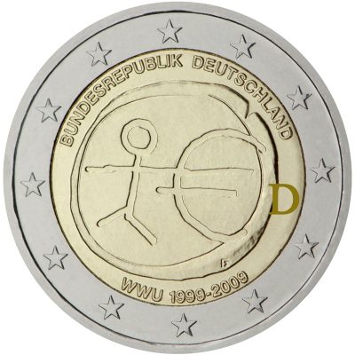 Photography of commemorative Euro coins